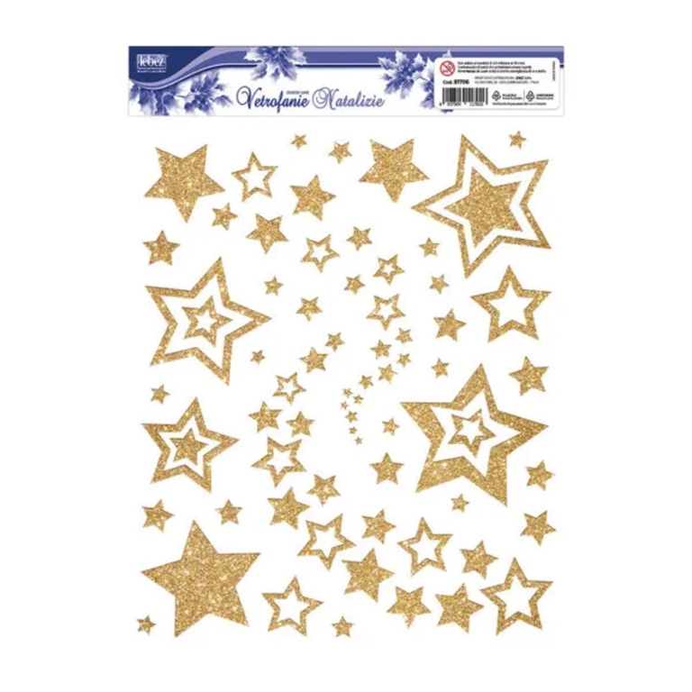 VETROFANIA GLITTER STELLE 30X37 ORO/ARG ASSORTITE 3