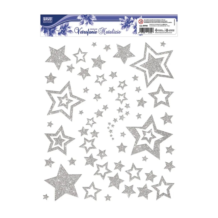 VETROFANIA GLITTER STELLE 30X37 ORO/ARG ASSORTITE 5
