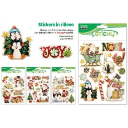 STICKERS NATALE GLITTER  RILIEVO 13X19 EFFETTO LEG