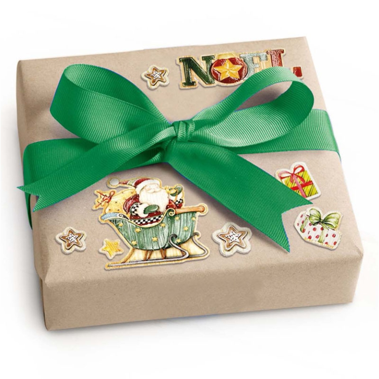 STICKERS NATALE GLITTER  RILIEVO 13X19 EFFETTO LEG 2