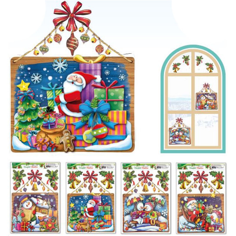 VETROFANIA GLITTER 30X37 SOGGETTI NATALIZI ASSORTITI
