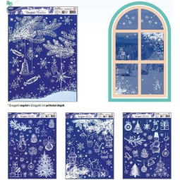 VETROFANIA BIANCA GLITTER 30X37 SOG. NATALIZI ASSORTITI