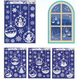 VETROFANIA BIANCA GLITTER 35X46 SOG. NATALIZI ASSORTITI