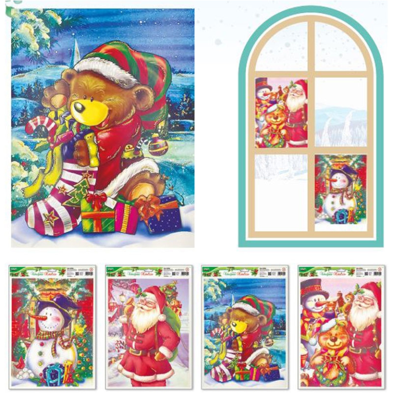 VETROFANIA GLITTER 30X37 SOGGETTI NATALIZI ASSORTITI