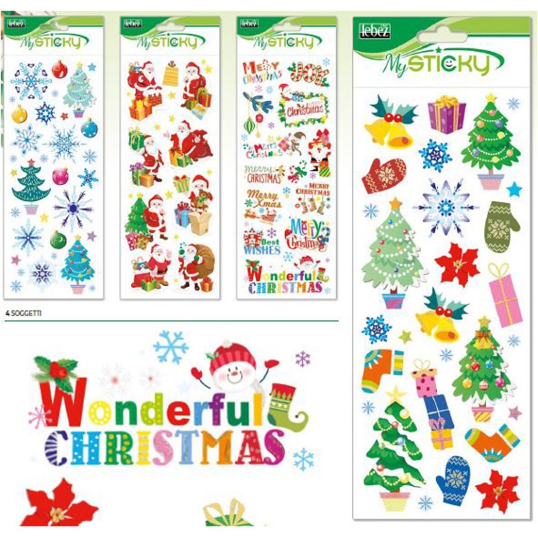 STICKERS NATALE GLITTER 4 SOGGETTI