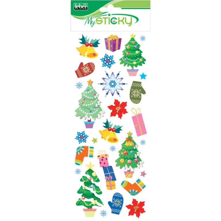 STICKERS NATALE GLITTER 12X34CM 4 SOGGETTI 2