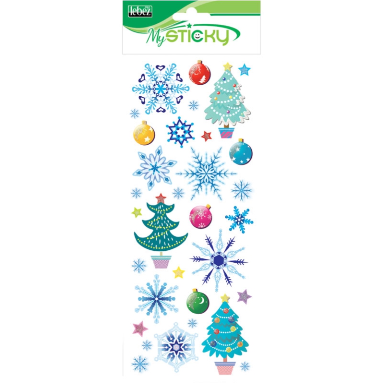 STICKERS NATALE GLITTER 12X34CM 4 SOGGETTI 5