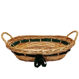CESTA OVALE 28X28CM CON  FIOCCO VERDE