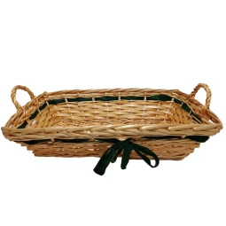 CESTA RETTANGOLARE 36X27 CM CON FIOCCO VERDE