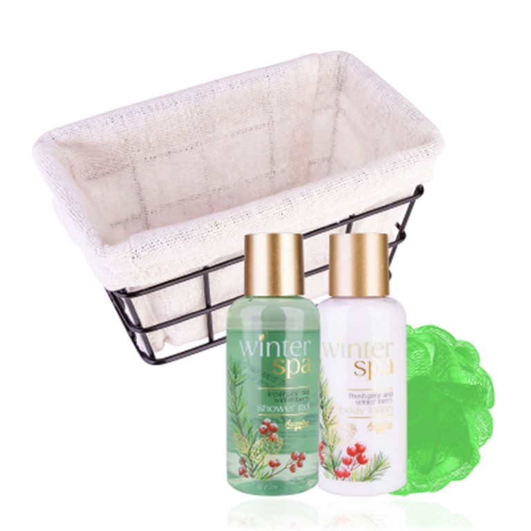 SET DA BAGNO WINTER SPA  CON CESTINO IN METALLO