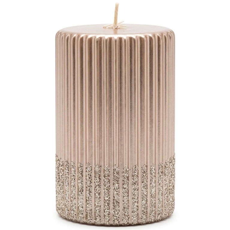 CANDELA CILINDRO H10CM   CHAMPAGNE METAL LUCIDO
