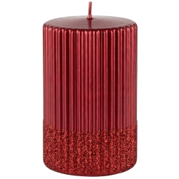 CANDELA CILINDRO H10CM   ROSSO GLITTER METALLIZZATO