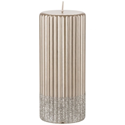 CANDELA CILINDRO H15CM   CHAMPAGNE METAL LUCIDO