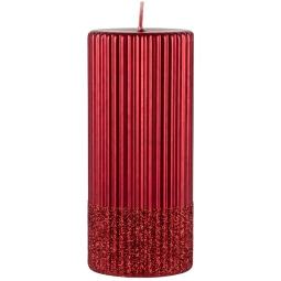 CANDELA CILINDRO H15CM   ROSSO GLITTER METALLIZZATO