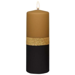 CANDELA MOCCOLO D7H15CM  NERO ORO CAMMELLO