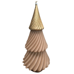 CANDELA ALBERO D7H15CM   CAPPUCCINO DETTAGLI ORO