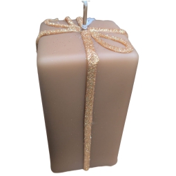 CANDELA PACCO REGALO     H15CM CAPPUCCINO/ORO