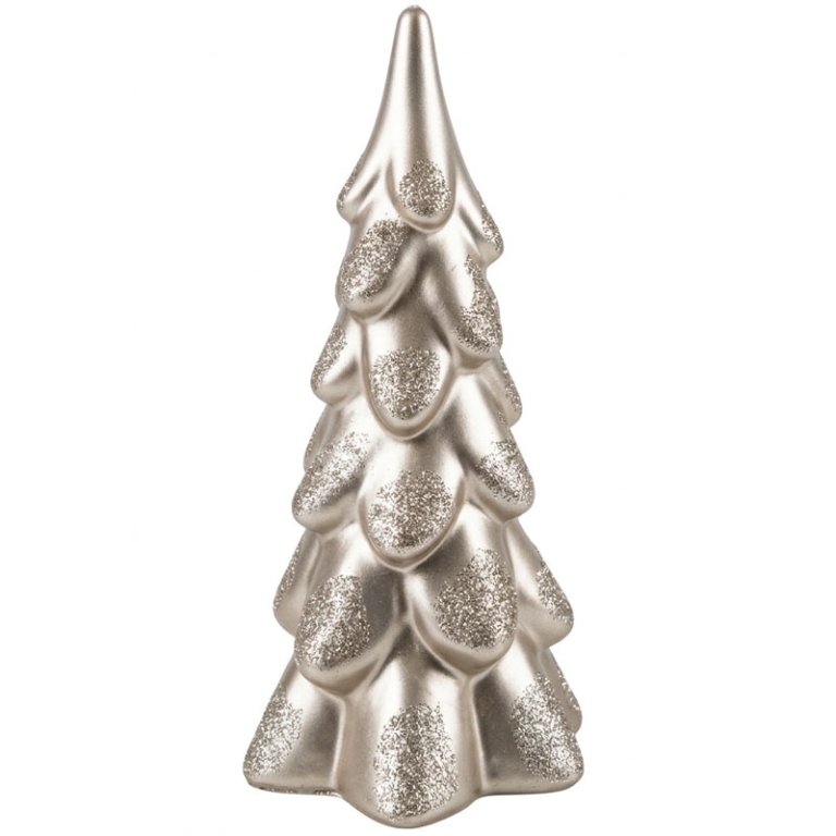 CANDELA ALBERO D8H15CM   CHAMPAGNE DETT. GLITTER