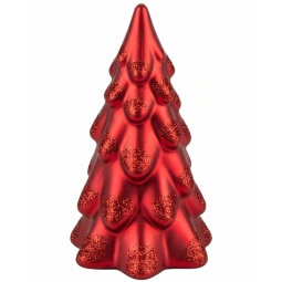 CANDELA ALBERO D8H15CM   ROSSO DETTAGLI GLITTER