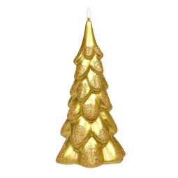 CANDELA ALBERO D11H21CM  ORO DETTAGLI GLITTER