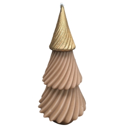 CANDELA ALBERO D11H21CM  CAPPUCCINO DETTAGLI ORO