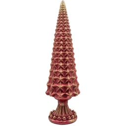 CANDELA ALBERO D10H31CM  ROSSO LUCIDO E ORO