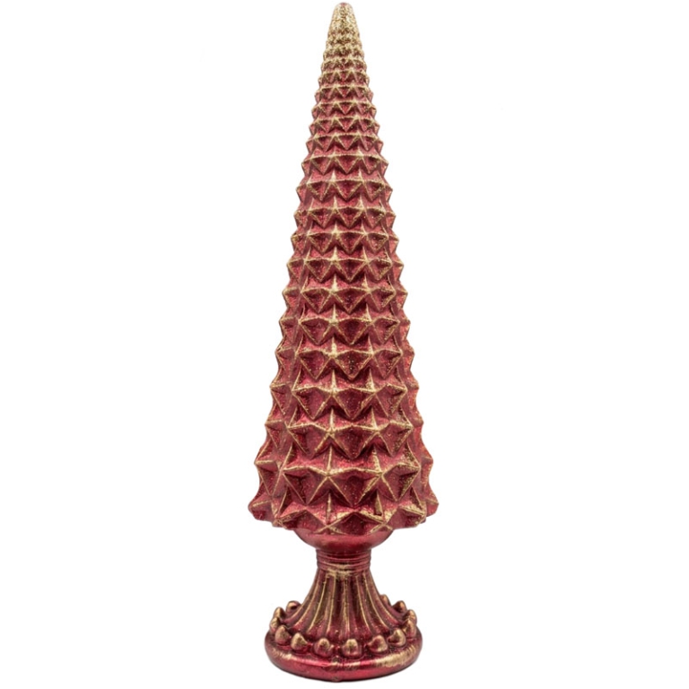 CANDELA ALBERO D10H31CM  ROSSO LUCIDO E ORO