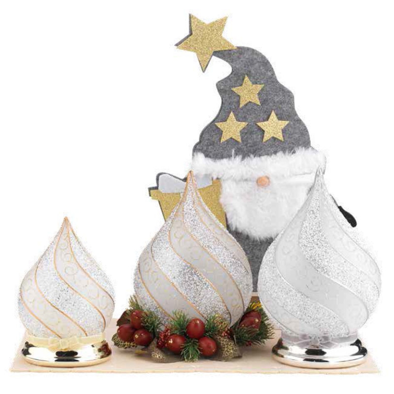 DECORO LED GOCCIA 5PZ    BASE ARGENTO SOGGETTI ASSORTITI