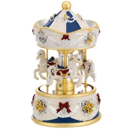 CARILLON H16CM BLU CON   DECORI ARGENTATI