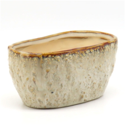 VASO OVALE CERAMICA      14,5X7,5H6,8CM CREMA
