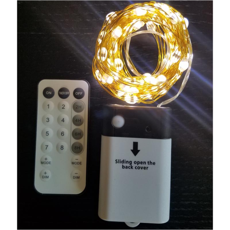 LUMINARIA 75 LED 2MT BIANCO CALDO/FREDDO BATTERIA