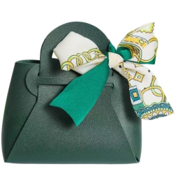 BORSETTA FOULARD 6PZ     20X8H21CM VERDE SCURO