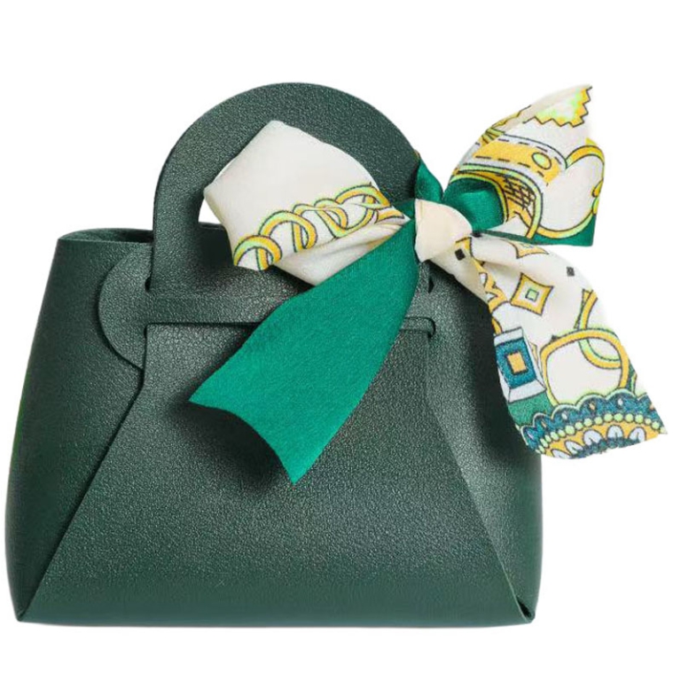 BORSETTA FOULARD 6PZ     20X8H21CM VERDE SCURO
