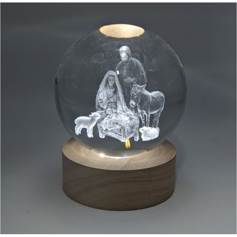 SFERA LUMINOSA D6H8CM    SACRA FAMIGLIA BATTERIA