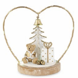 DECORO CUORE LED BASE LE GNO ORSO/ALBERO H15,5CM