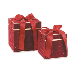 SCATOLA VELLUTO SET 2 PEZZI  BORDEAUX CON FIOCCO