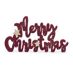 DECORO SCRITTA MERRY XMAS BORDEAUX 32,5XH18,5CM