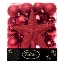SET SFERE PLASTICA CON PUNTALE 31PZ ROSSO