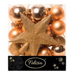 SET SFERE PLASTICA CON PUNTALE 31PZ ORO