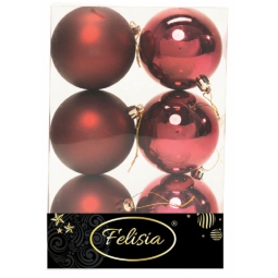 SFERE PLASTICA D8CM 6PZ  BORGOGNA SOGGETTI ASSORTITI