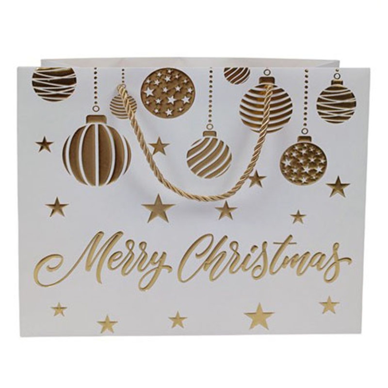 SHOPPER 31X12H26CM BIANCA DECORO SFERE ORO