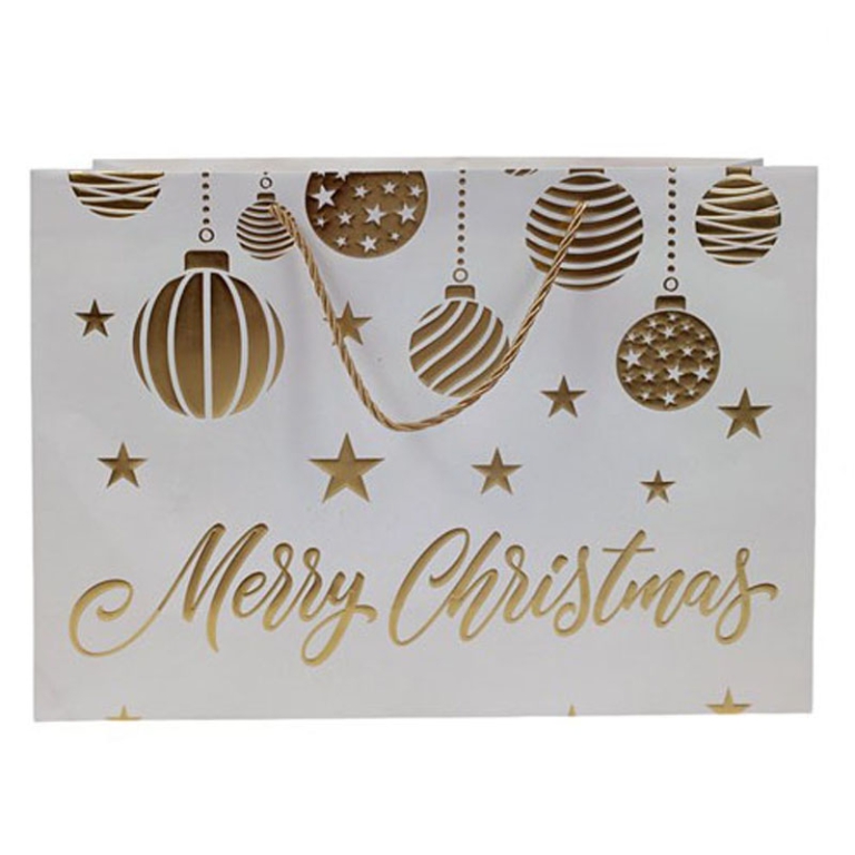 SHOPPER 42X12H30CM BIANCA DECORO SFERE ORO