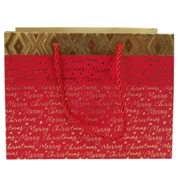 SHOPPER 23X10H18CM ROSSA FASCIA ORO NATALE
