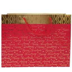 SHOPPER 43X12H30CM ROSSA FASCIA ORO NATALE