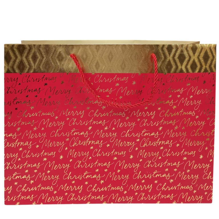 SHOPPER 43X12H30CM ROSSA FASCIA ORO NATALE