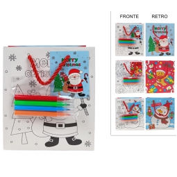 SHOPPER 14X7H18CM NATALE DA COLORARE CON PASTELLI