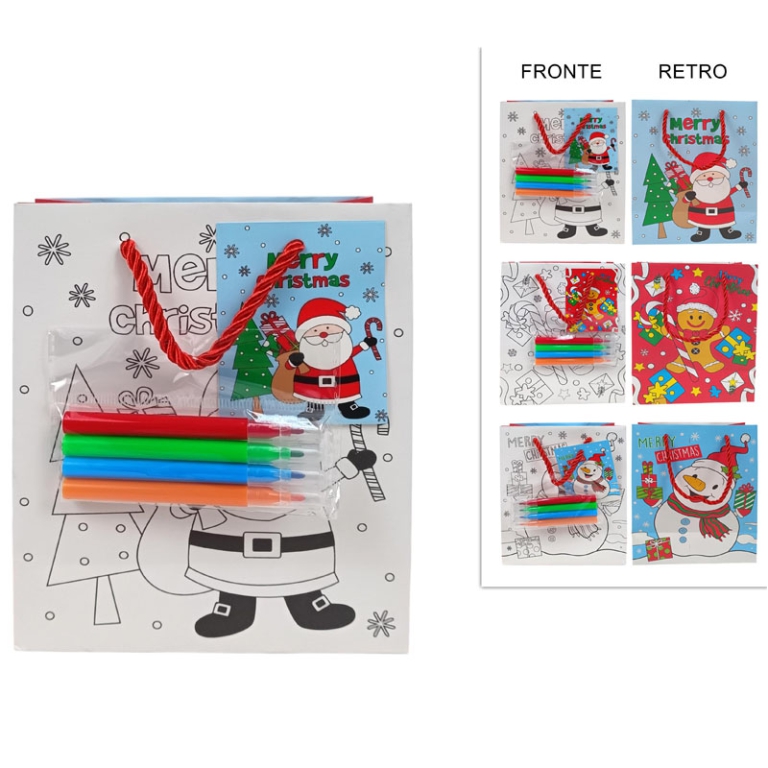 SHOPPER 14X7H18CM NATALE DA COLORARE CON PASTELLI