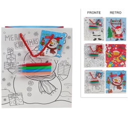 SHOPPER 18X10H23CM NATALE DA COLORARE CON PASTELLI