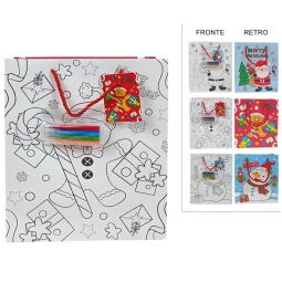 SHOPPER 26X12H32CM NATALE DA COLORARE CON PASTELLI
