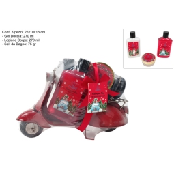 SET DA BAGNO 3PZ MOTO ROSSA CONFEZIONE REGALO
